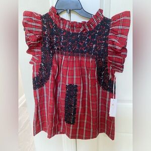 J. Marie Rayna Embroidered Cap Sleeve Ruffle